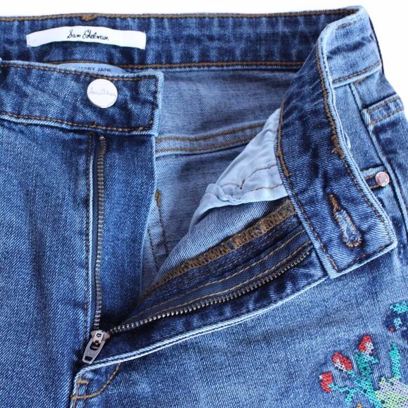 SAM EDELMAN The Mary Jane Embroidered Jeans High Rise, Cropped Women's Size 4 - Picture 4 of 11